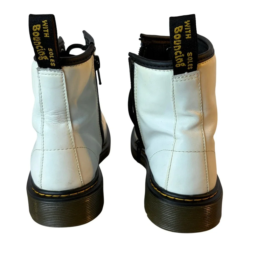 Dr. Martens 1460 J White Leather Combat Boots Side Zip Kids Youth 4 EU 36